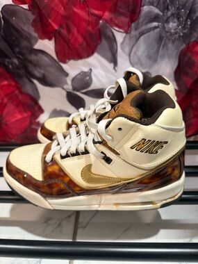 Nike High-Top Sneakers in Cream, Brown, and Gold